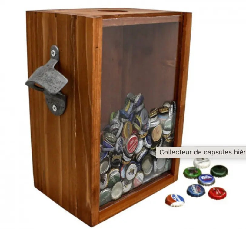 Collecteur de capsule en bois et métal wine&beer