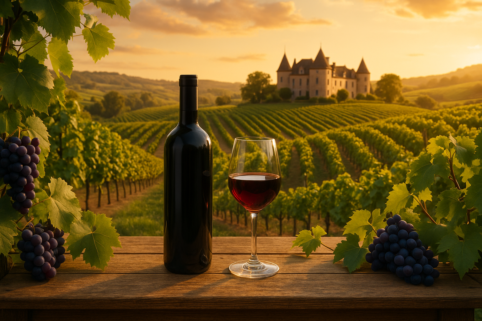 vignoble avec une du vin